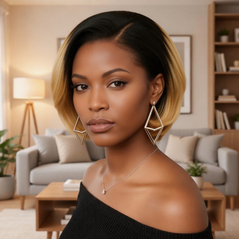 Glueless Wear And Go Human Hair Wig - 8 İnç Kısa Bob 13x4 Dantel